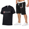 2019 Men Cotton t-shirt Set Summer Casual Sportsuits Men T shirt+Shorts 2 Two Pieces Sets