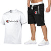 2019 Men Cotton t-shirt Set Summer Casual Sportsuits Men T shirt+Shorts 2 Two Pieces Sets