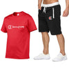 2019 Men Cotton t-shirt Set Summer Casual Sportsuits Men T shirt+Shorts 2 Two Pieces Sets