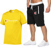 2019 Men Cotton t-shirt Set Summer Casual Sportsuits Men T shirt+Shorts 2 Two Pieces Sets