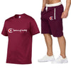 2019 Men Cotton t-shirt Set Summer Casual Sportsuits Men T shirt+Shorts 2 Two Pieces Sets