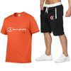 2019 Men Cotton t-shirt Set Summer Casual Sportsuits Men T shirt+Shorts 2 Two Pieces Sets